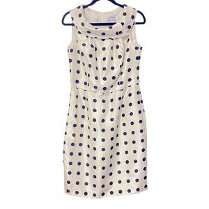 Karin Stevens Cream and Black Polka Dot Dress